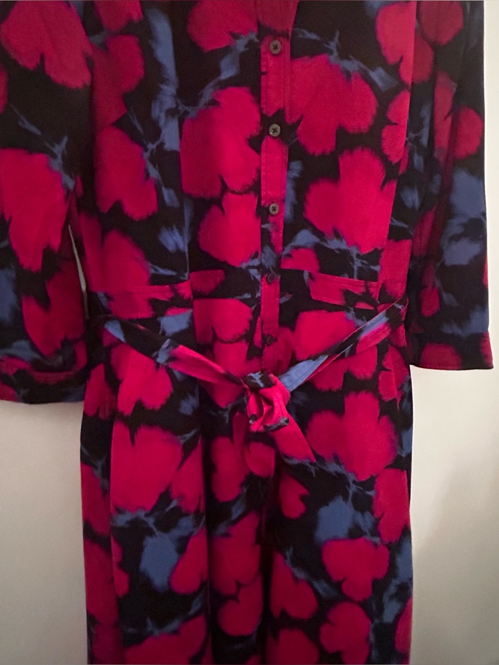 Banana Republic Fuchsia and Blue Floral Shirt Maxi Dress - Picture 5 of 7